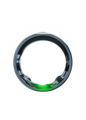 JupiterCore Smart Ring showing 2.22mm thickness, green light indicator, featuring barely there design.